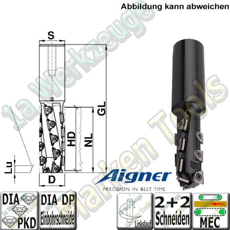 25mm DP PKD Diamant Nutschaftfräser Aigner "Konstantin®-Mini" Z2+2 25x64,9/125mm S25 Links