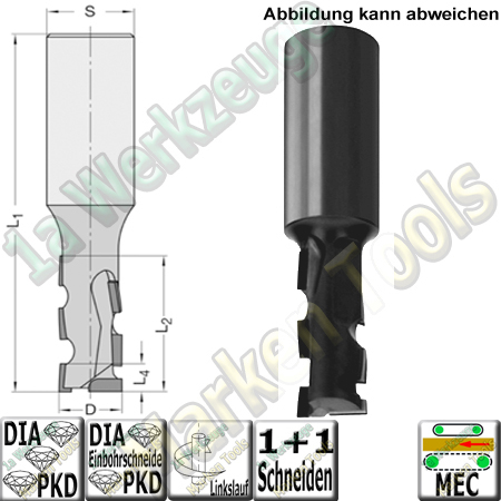 15,88mm DP Dia PKD Fräser Diastart-UNO JSO Schaftfräser 15,88mm x35x90mm S=15,88mm Z=1+1 Links