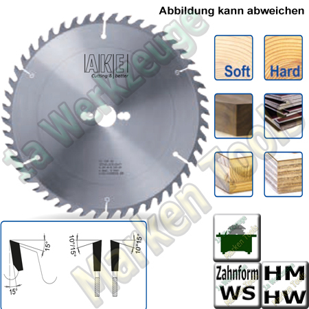 AKE Sägeblatt HM HW Ø 250mm x 2,1x1,4 x 30 Z42 WS Dünnschnittausführung