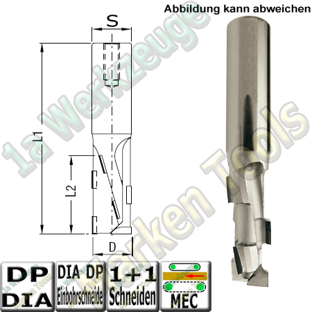 DP Dia (PKD) CNC-Schaftfäser  12mm x35x85mm Z1+1 Entry25+ Schaft 12mm PKD Einbohrschneide