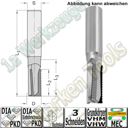 14mm DP Dia Fräser Schrupp-Schaftfräser JSO Diatec-TRIO Z3 Ø 14mm x20x75mm S= 14x40mm