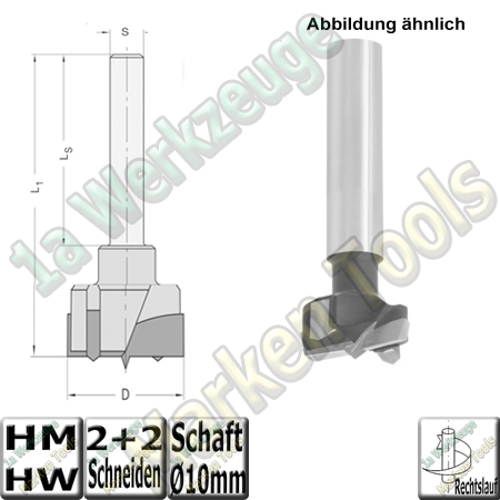 Zylinderkopfbohrer HM HW 30mm Z2+V2 Schaft=10x74mm L1=90mm