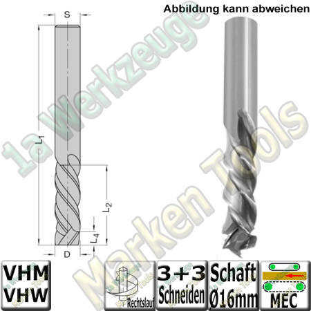 Ø 16mm VHW Schlichtfräser JSO "Gigaspeed" Z3+3 14mm x35x110mm S=16mm