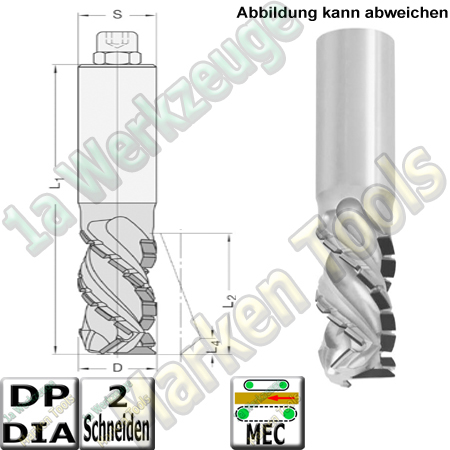 20mm DP Dia Fräser Ø 20mm x43x105mm Schaftfräser Z2 JSO GIGASPEED-DUO Schaft 20mm