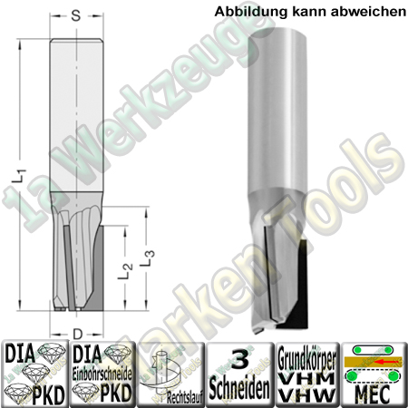 16mm DP Dia Fräser Schlicht-Schaftfräser JSO Diatec-TRIO Z3 Ø16x25x80mm S= 16x45mm