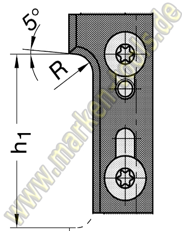 Wechselplatte Radius 3 mm 40x3x18mm für Gr.1 T1 FA unten