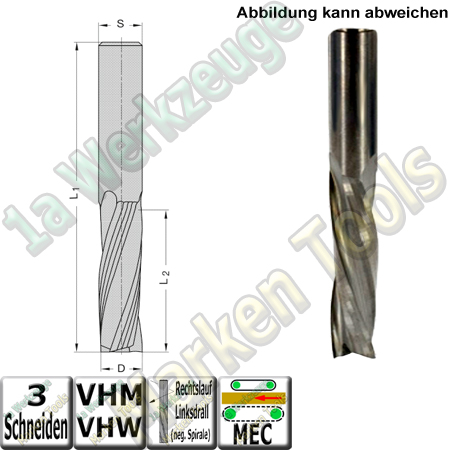 Ø 12mm x42x100mm Z3 Schlichtfräser Spiralnutfräser VHW VHM S=12 RL