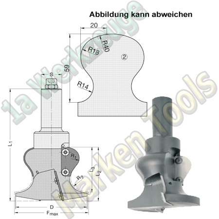 Wendeplatten Handlauffräser Z2+2 87x76x145mm Profil 2