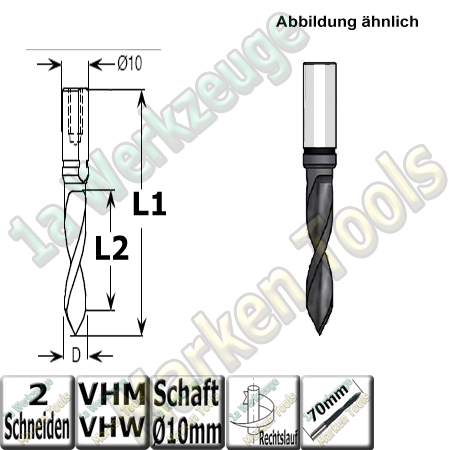 4mm Durchgangsbohrer Dübellochbohrer VHW VHM Ø 4mm x25x70mm 60° Schaft 10mm