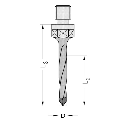 5mm Durchgangsbohrer Ø 5mm x40x65mm HM M10 60 GRAD L.