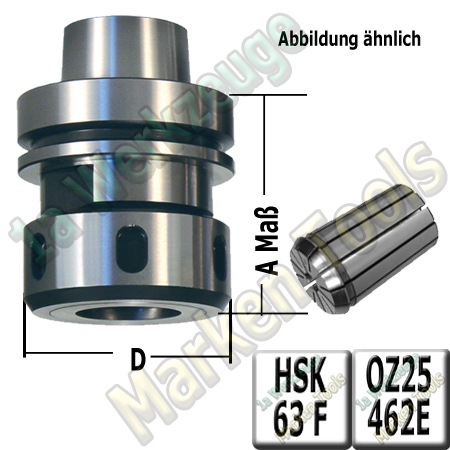 HSK 63F CNC Spannzangenfutter mit 2mm Spannzange 462E A=76mm