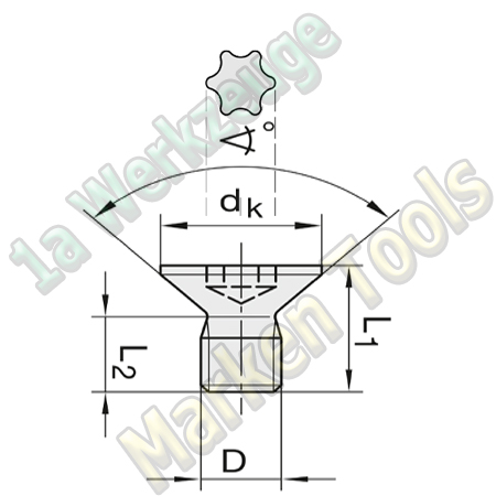 T20 Torx Senkschraube M5x6mm 90° dk=9,2mm 10 Stück