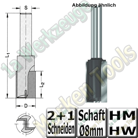 Nutfräser Ø 4mm x10x46mm Z2 HM HW Schaft 8mm