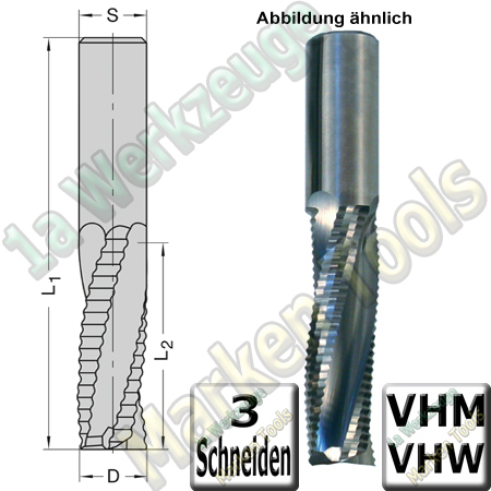 Ø 8mm x32x90mm CNC Aigner Schruppfräser Z3 VHW VHM S=8 RR