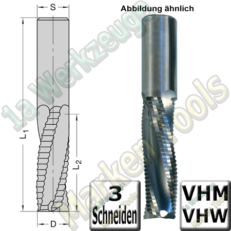 Ø 16mm x55x120mm CNC Schruppfräser Z3 VHW VHM S=16 RL