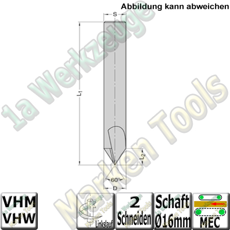 Ø 16x14x120mm VHM-Ausspitzfräser VHW  S=16mm L.