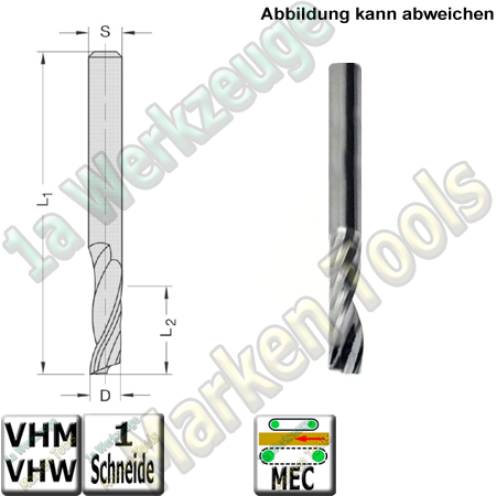 Spiral Schlichtoberfräser 6mm x40x80 Z1 S=6mm VHM VHW RR