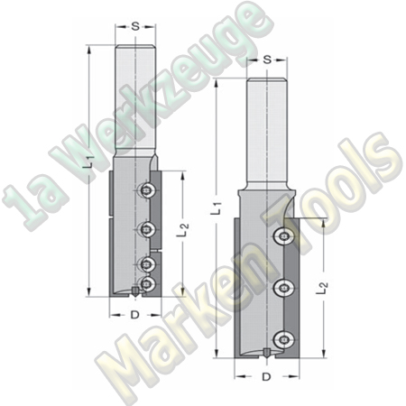 HW HM Wendeplatten Nutfräser Ø 16mm x45x80mm Z2 Schaft M10