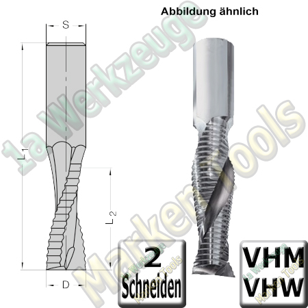 Ø 8mm x32x90mm CNC Schruppfräser Z2 VHW VHM S=8x40 R/R