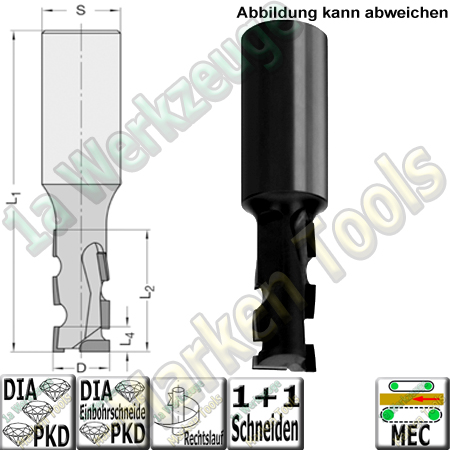 19,05mm DP Dia PKD Fräser Diastart-UNO JSO Schaftfräser 19,05mm x43x115mm S=25,4mm Z=1+1 Rechts