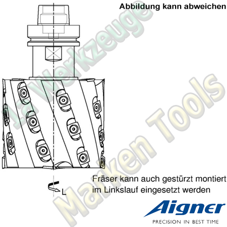 Wendeplatten-Falzfräser Aigner "Softcut" auf Fräsdorn 125x113x30H7, Z2+2, V2+2