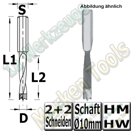 6mm HM Dübelbohrer Dübelochbohrer Moskito Ø6mm x25x57,5mm Z2+V2 Schaft 10mm