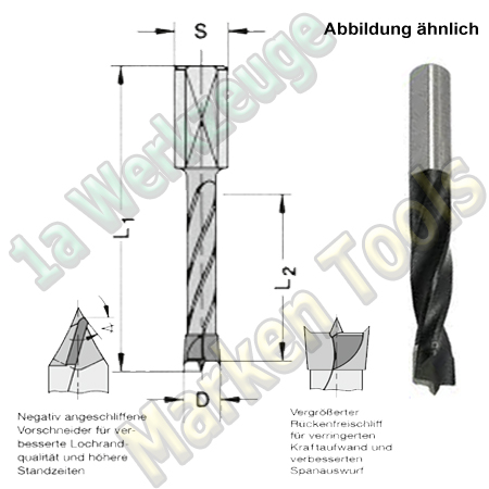 5mm Dübelbohrer Dübellochbohrer HM HW Ø 5mm x45x85mm m.Rückenführung Schaft 10mm