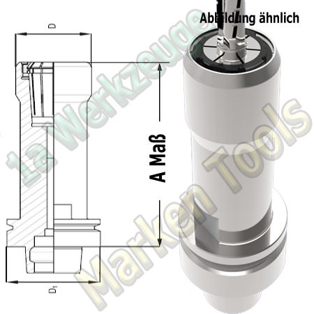 HSK 63F CNC Spannzangenfutter OZ25 462E Spannzange A=150mm D=53mm Zeta Innenmutter